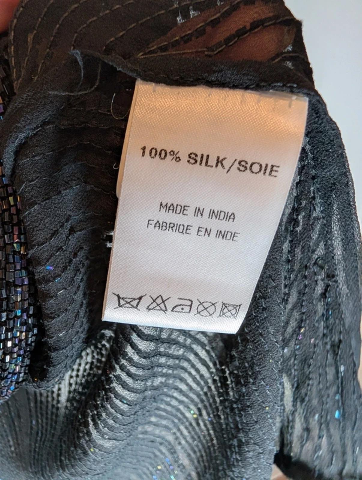 AS by Ronald Joyce Black Beaded Silk Cardigan Sheer Evening Layer M