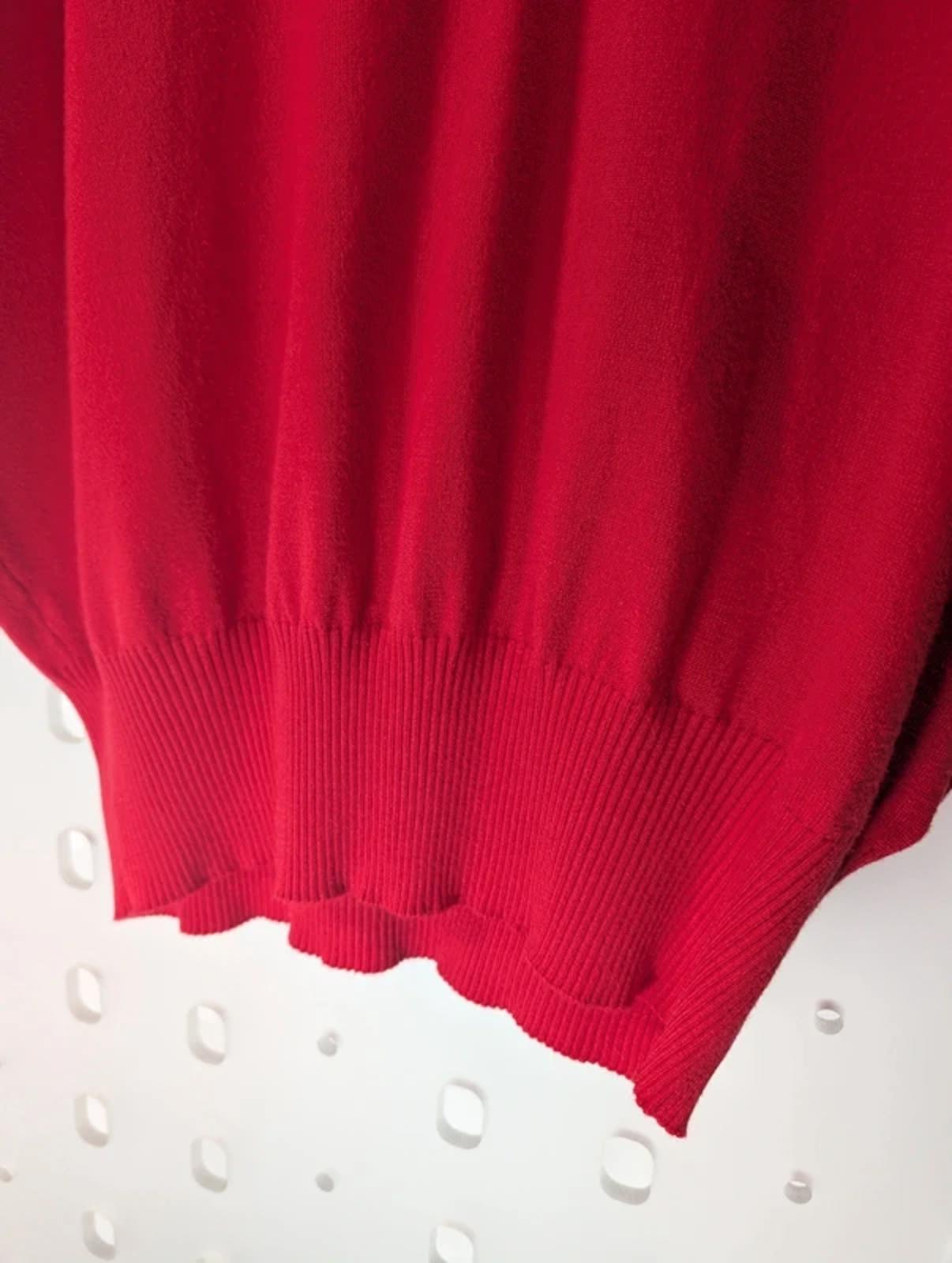 Marble Bright Red Batwing Knit Top XL V Neck