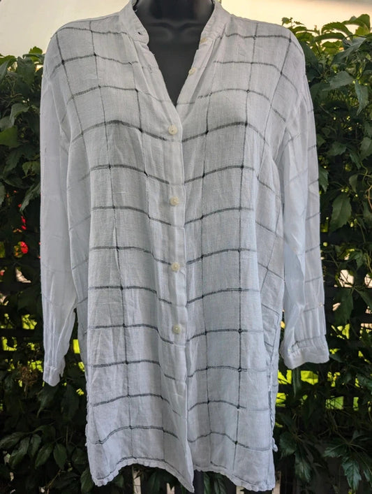 Vintage St Michael 100% Linen Longline Shirt UK8
