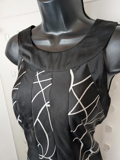 Epilogue Black Tunic Top UK12 Longline Flared Contrast Panel Lightweight