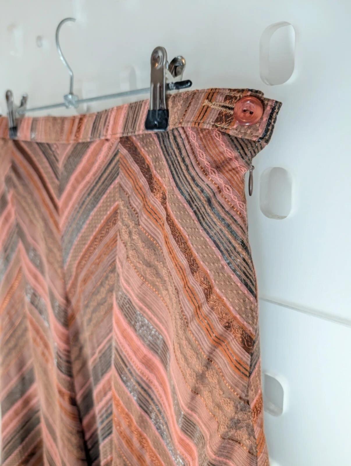 Vintage Impressions Bohemian Godet Midi Skirt Terracotta Rust UK14