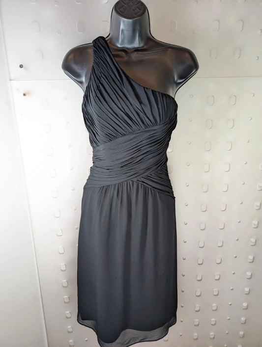 Coast One Shoulder Silk Draped Mini Dress Black – UK 8