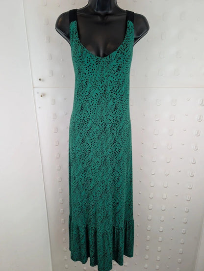 Saint + Sofia Green Black Speckle Maxi Dress UK18
