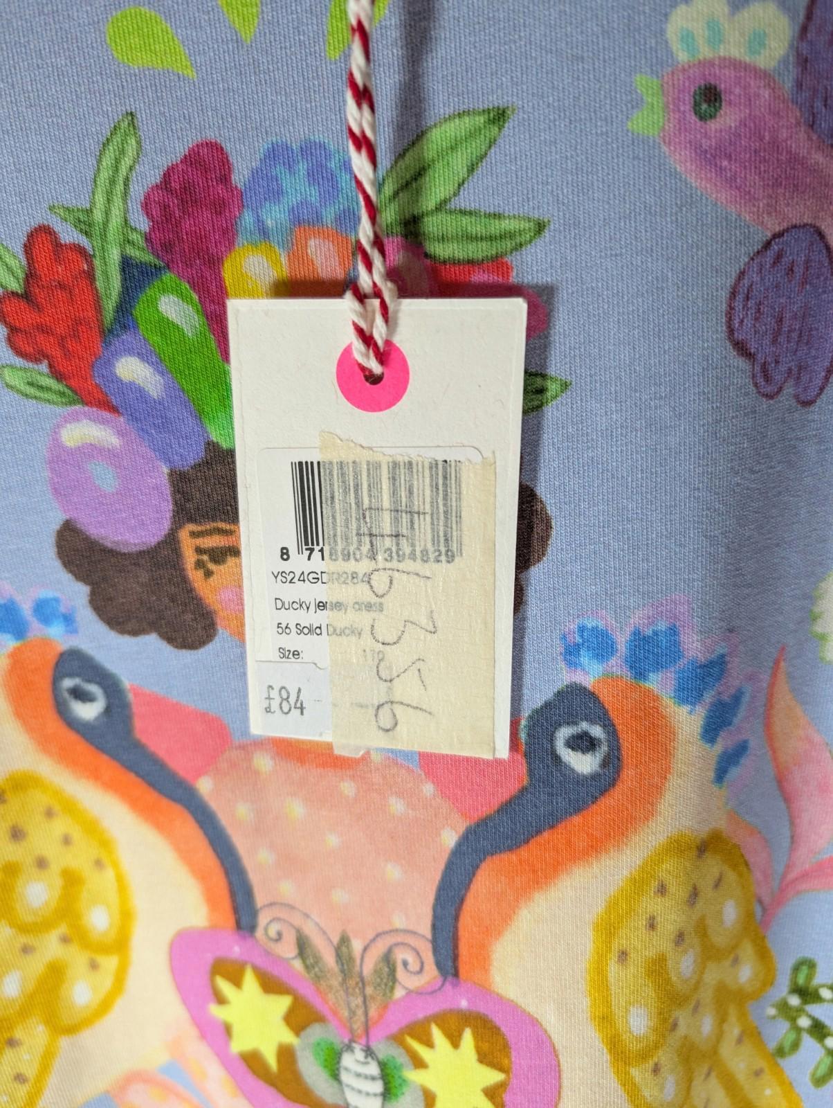 Oilily organic cotton duck print jersey dress with pockets – age 5 – BNWT