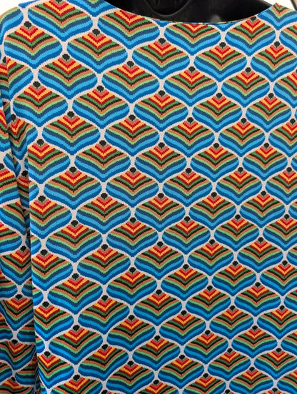 Onjenu 60s Print Stretch Micro Mini Dress Tunic UK10