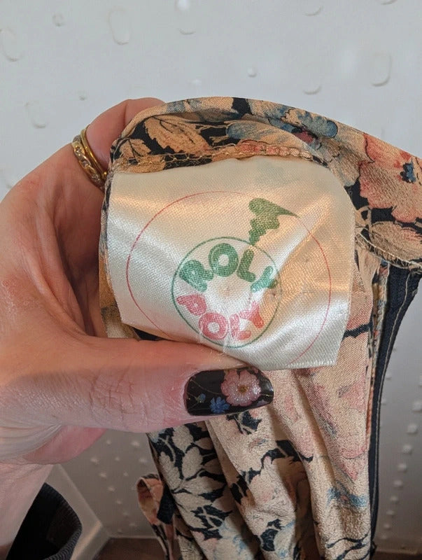 Vintage Roly Poly Floral Viscose Skirt Made in England