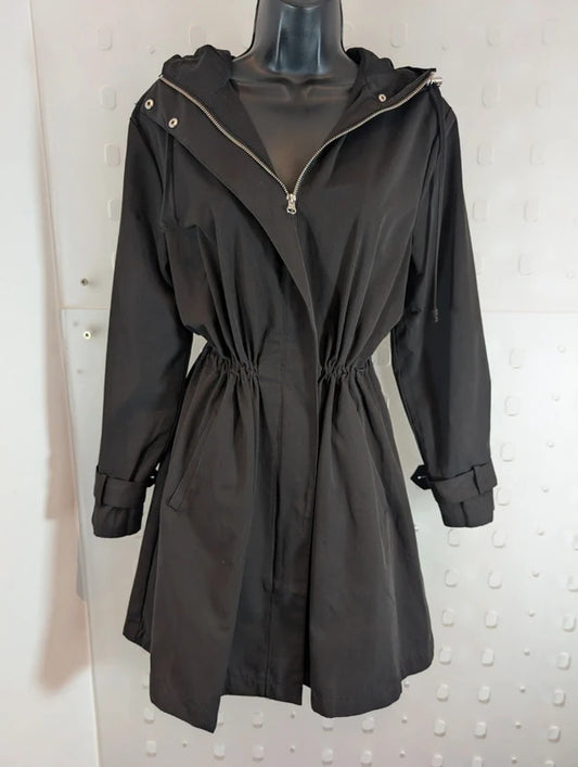 Soaked in Luxury Zaria Black Hooded Lightweight Parka Coat XS