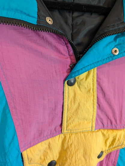 Vintage C&A Rodeo Colour Block Shell Jacket Small 80s 90s