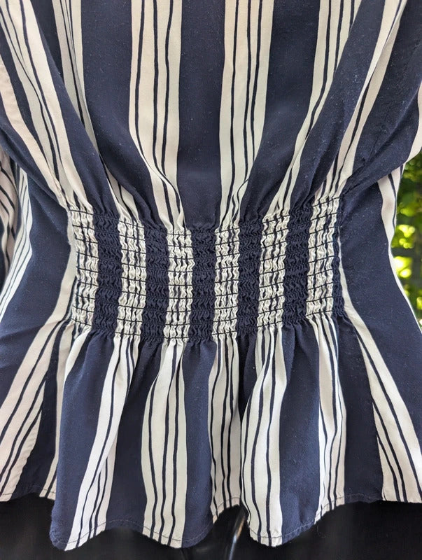 Next Collection Vintage Style Stripe Blouse Navy White UK8