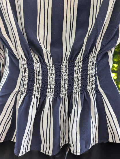 Next Collection Vintage Style Stripe Blouse Navy White UK8