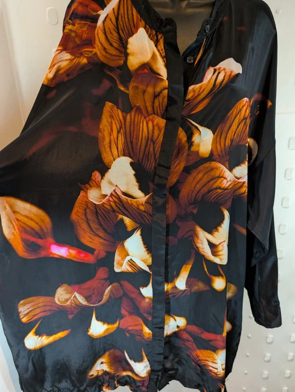 Religion Mushroom Print Cupro Shirt Dress UK20 NWT
