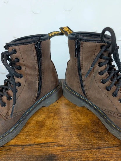 Dr. Martens Kids Brown Leather Lace Up Zip Boots UK13