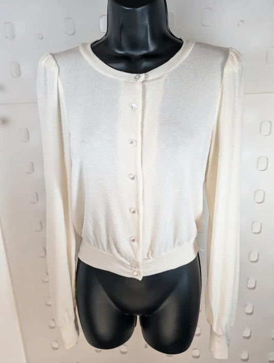 Reformation Cream Puff Sleeve Cardigan Size S Tencel