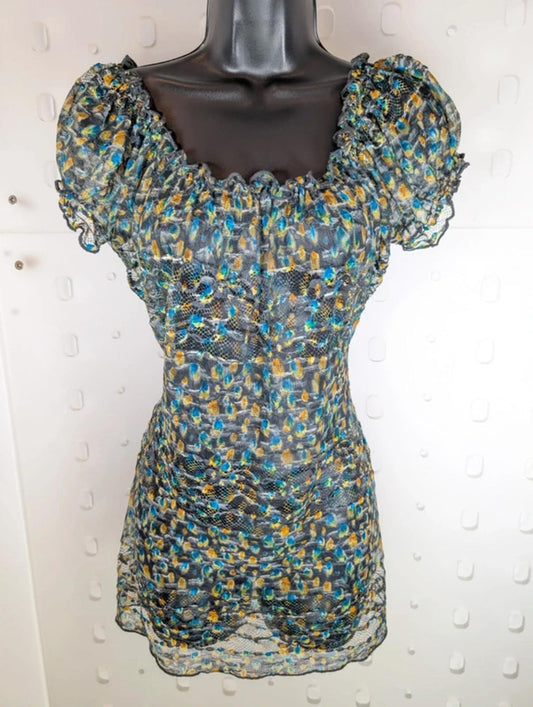 Per Una Sheer Lace Longline Top Micro Mini Dress UK14
