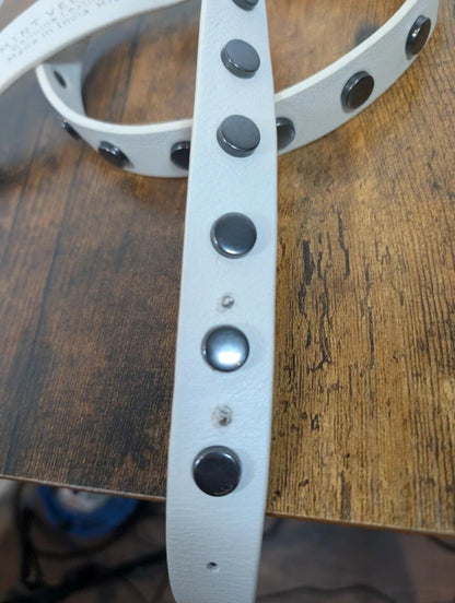 Mint Velvet Studded Leather Belt White M/L