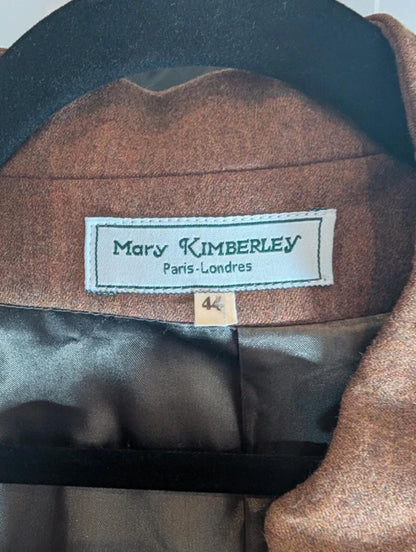 Mary Kimberley Wool Embroidered Jacket Tan Brown EU44