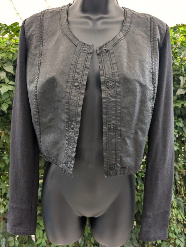 Sandwich Leather & Jersey Cropped Jacket Size 38