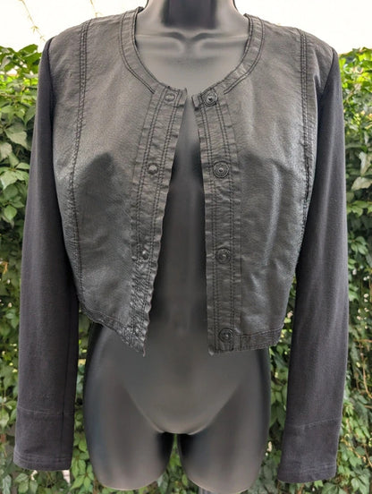 Sandwich Leather & Jersey Cropped Jacket Size 38