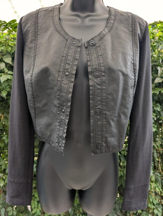 Sandwich Leather & Jersey Cropped Jacket Size 38