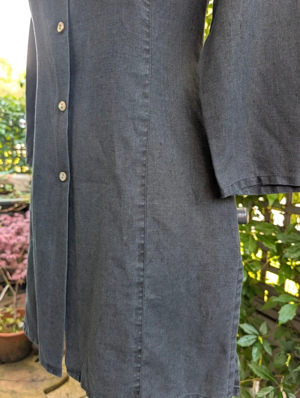 Boden 100% Linen Longline Shirt Jacket Black UK8