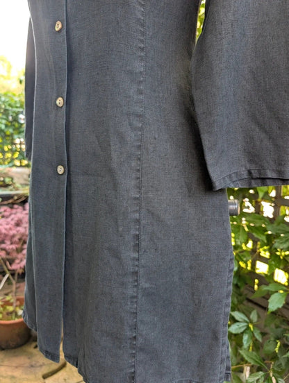 Boden 100% Linen Longline Shirt Jacket Black UK8