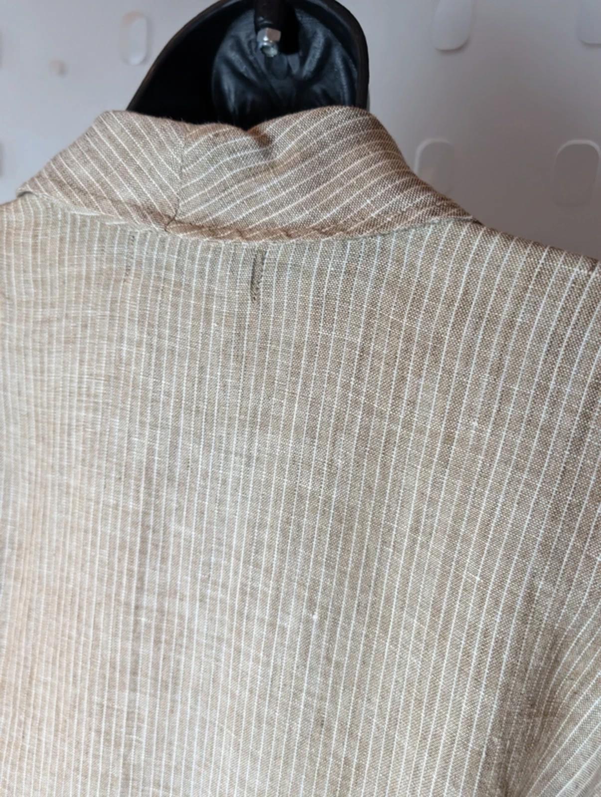 Desert Rose Linen Kimono Jacket Biscuit Pinstripe (Free Size)