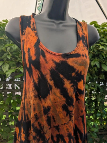 Vivo Tie Dye Longline Top Orange Black Medium