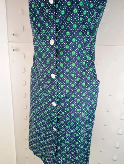 Vintage Safinyl geometric print pinafore dress EU40