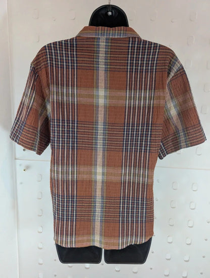 Vintage St Michael M&S Rust Olive Check Shirt UK10 Made in UK