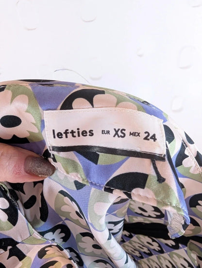 60s Mod Mini Skirt – Satin Finish – Geometric Print – XS