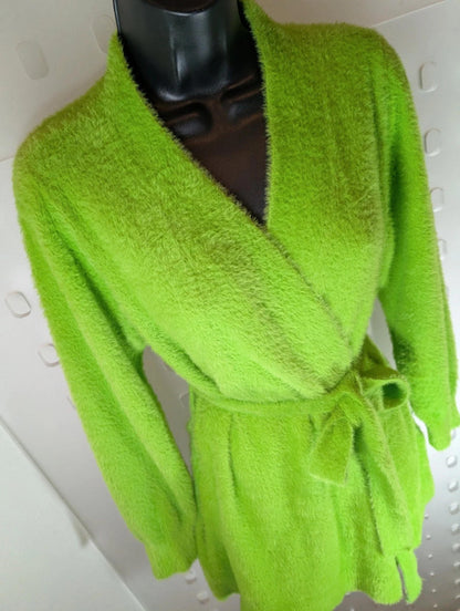 Savage X Fenty fuzzy dressing gown – neon green – XS/S
