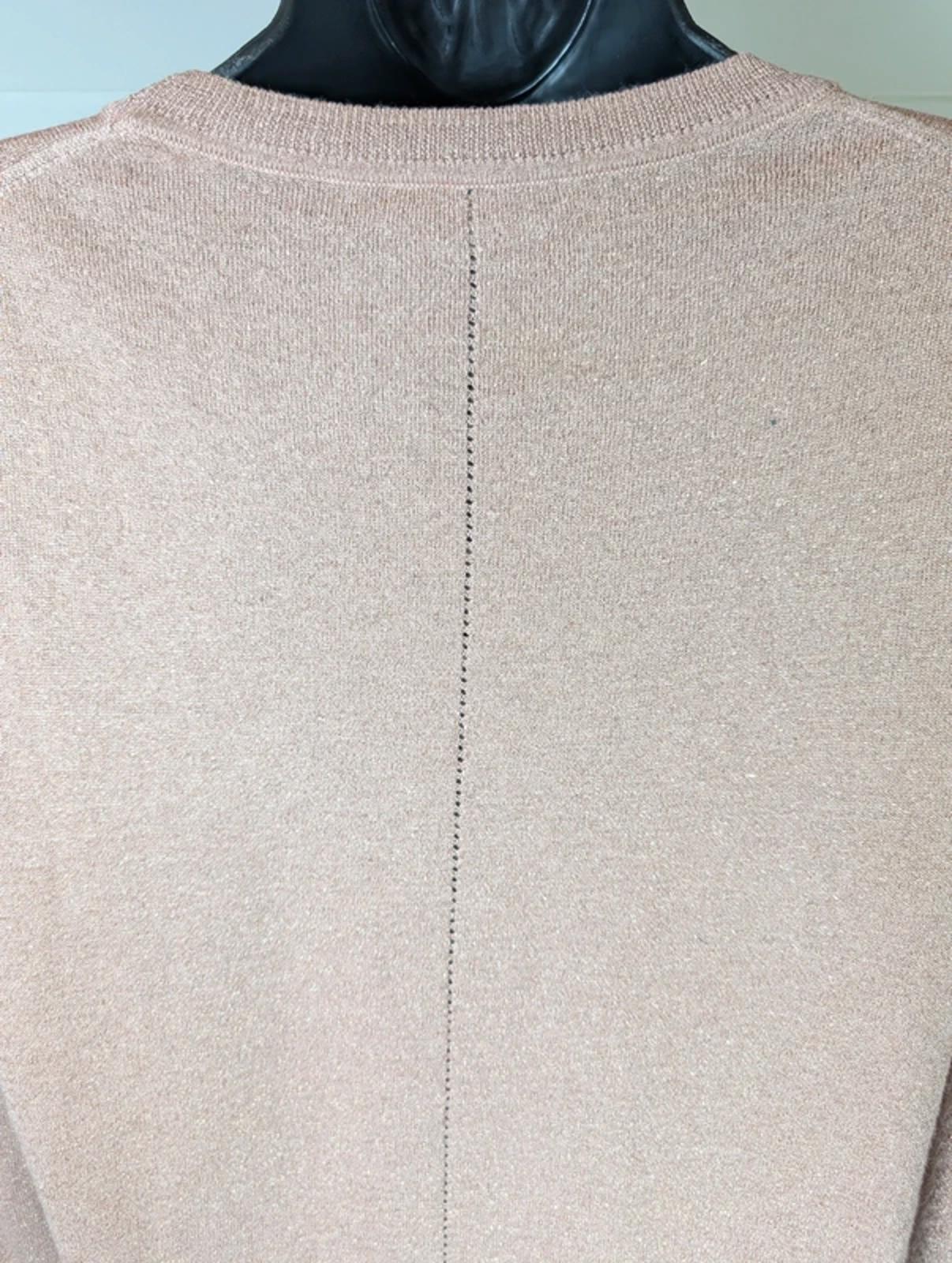 Whistles Pink Metallic Knit Jumper UK 12 Relaxed Fit Lightweight Sparkle