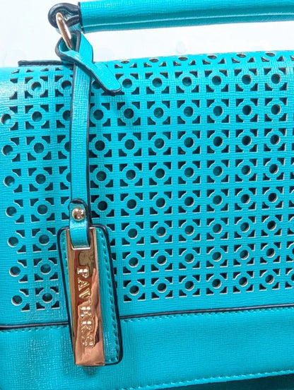 Pavers Teal Structured Box Handbag Unused With Dust Bag