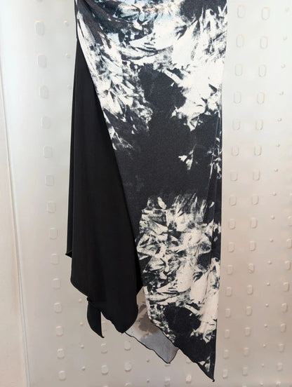 Joseph Ribkoff Black & White Ruched Asymmetric Midi Dress UK16