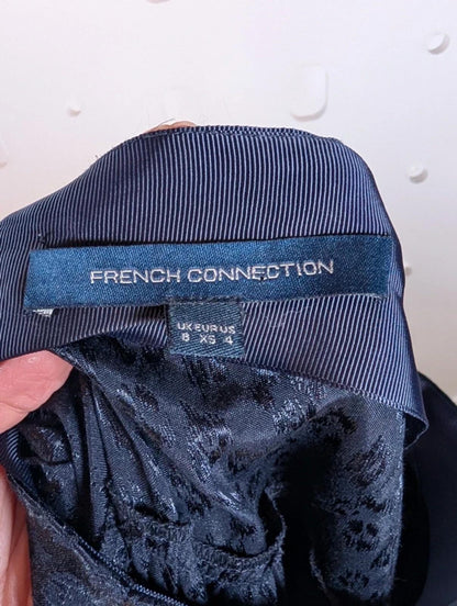 French Connection Navy Wrap Mini Skirt Asymmetric Hem UK 8