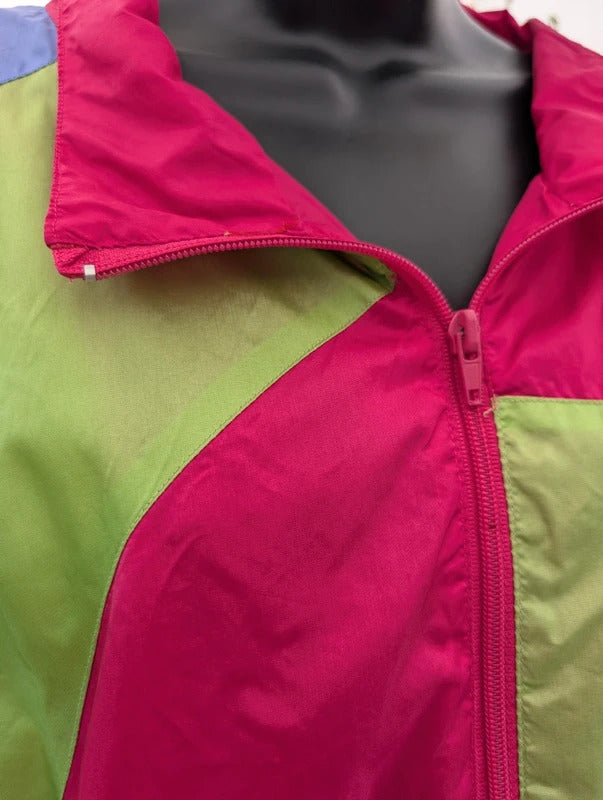 Vintage 1980s Neon Shell Suit Jacket Pink Purple XL