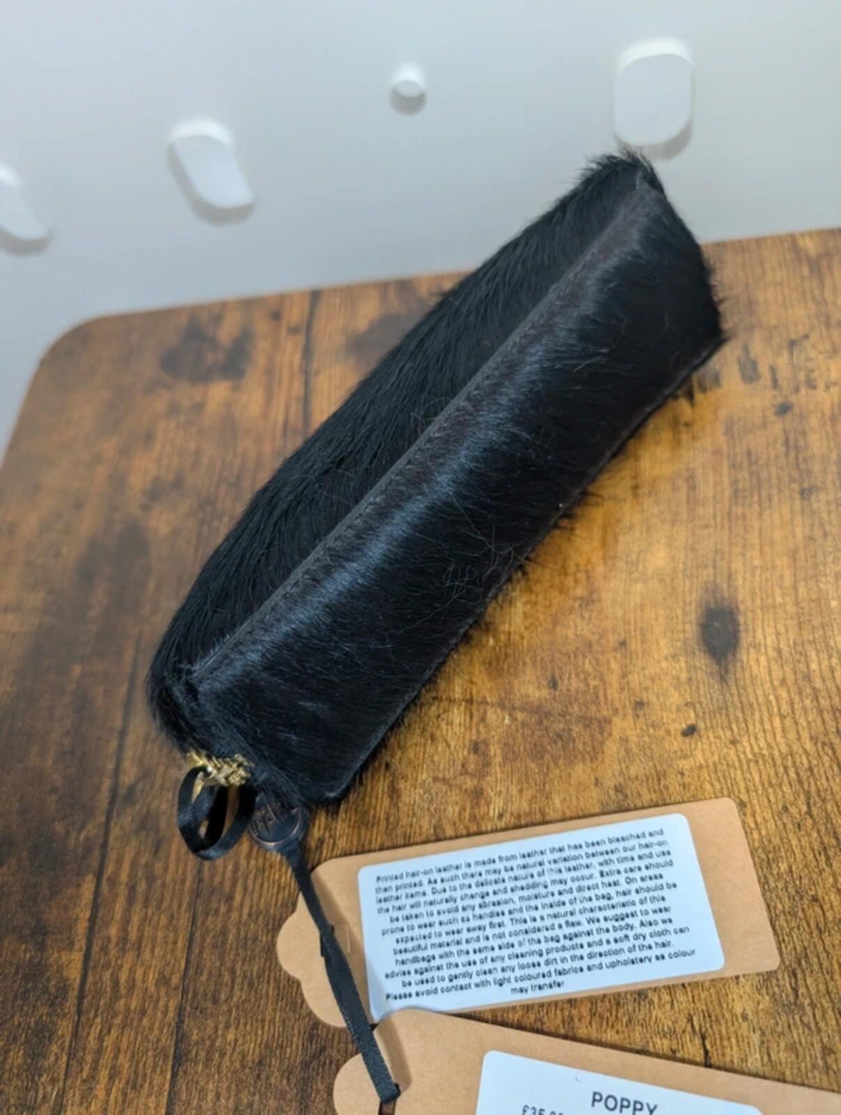 Nooki London Poppy Hair On Hide Glasses Case Black NWT