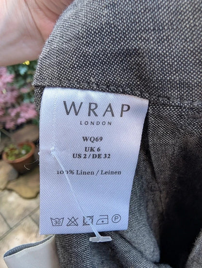Wrap Linen Wide Leg Shorts Charcoal Grey High Waist