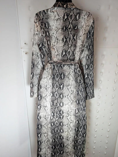Lola May Snake Print Midi Shirt Dress UK 8 Safari Chic