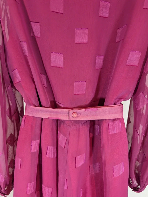 Vintage 80s Modex Žilina Pink Cowl Neck Belted Dress