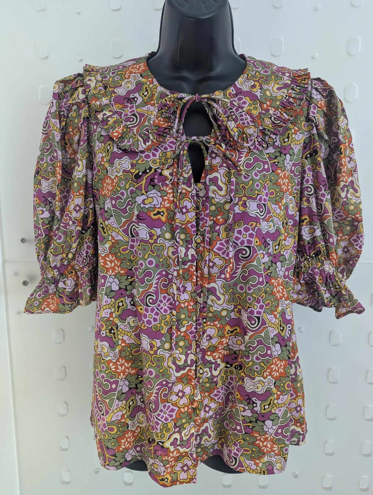Suncoo Laury Floral Print Blouse with Ruffle Collar size M