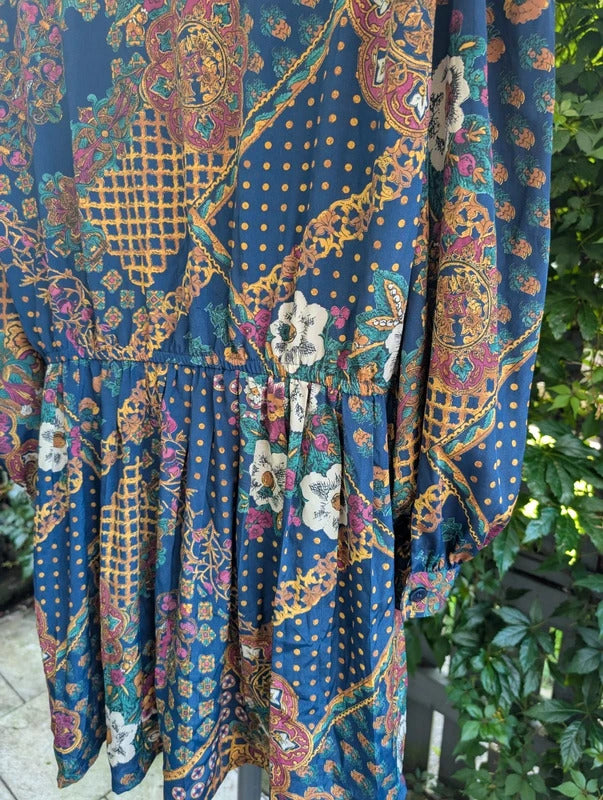 Vintage Leslie Fay Dresses Scarf Print Dress Petite UK18