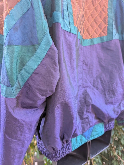 Vintage Active Stuff Colour Block Shell Suit Jacket Purple Teal Medium