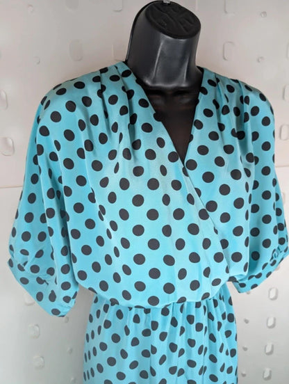 Hamells vintage 1980s polka dot fishtail midi dress Small Medium