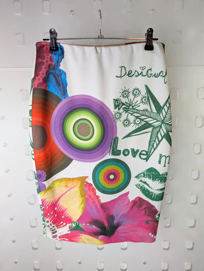 Desigual Stretch Graphic Pencil Skirt Size S