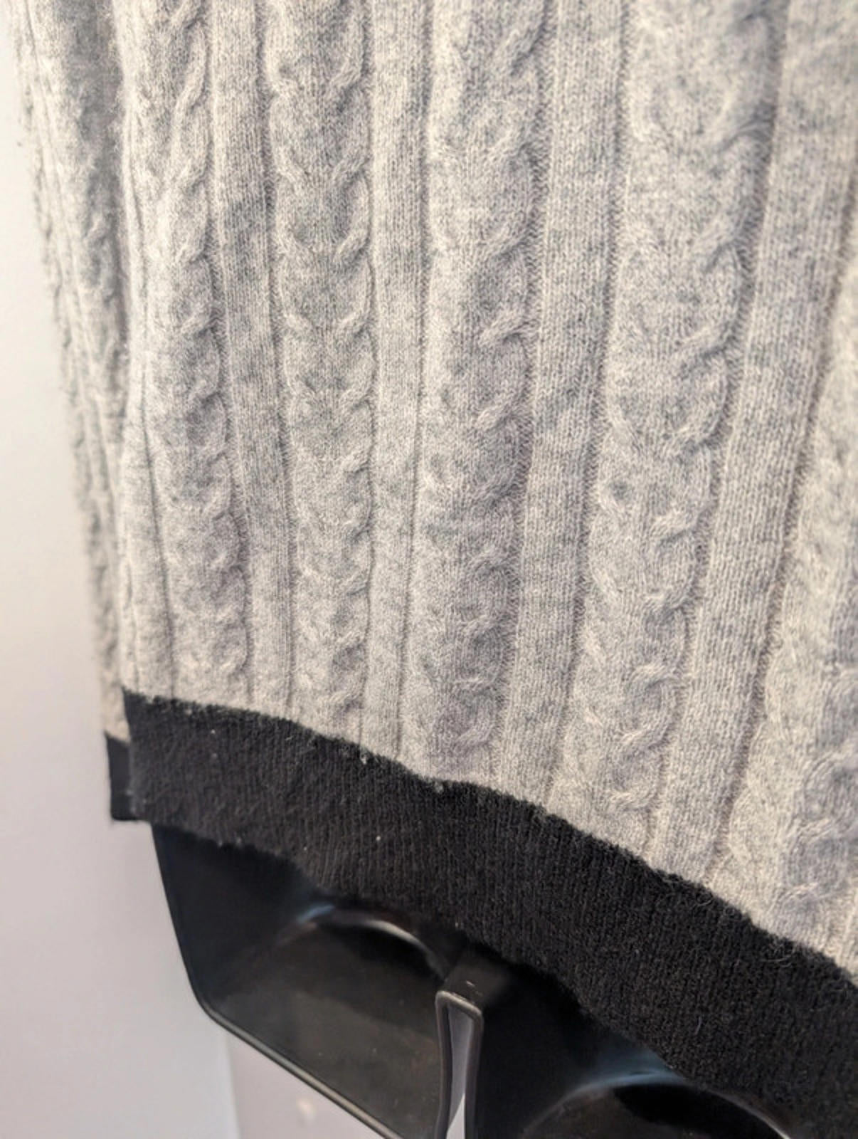 Paul Costelloe Pure Cashmere Cardigan – Grey & Black Trim