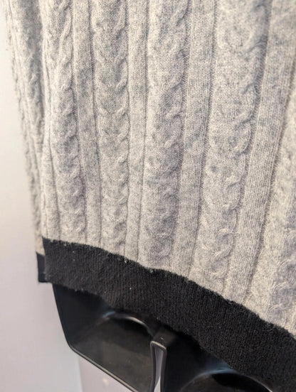 Paul Costelloe Pure Cashmere Cardigan – Grey & Black Trim