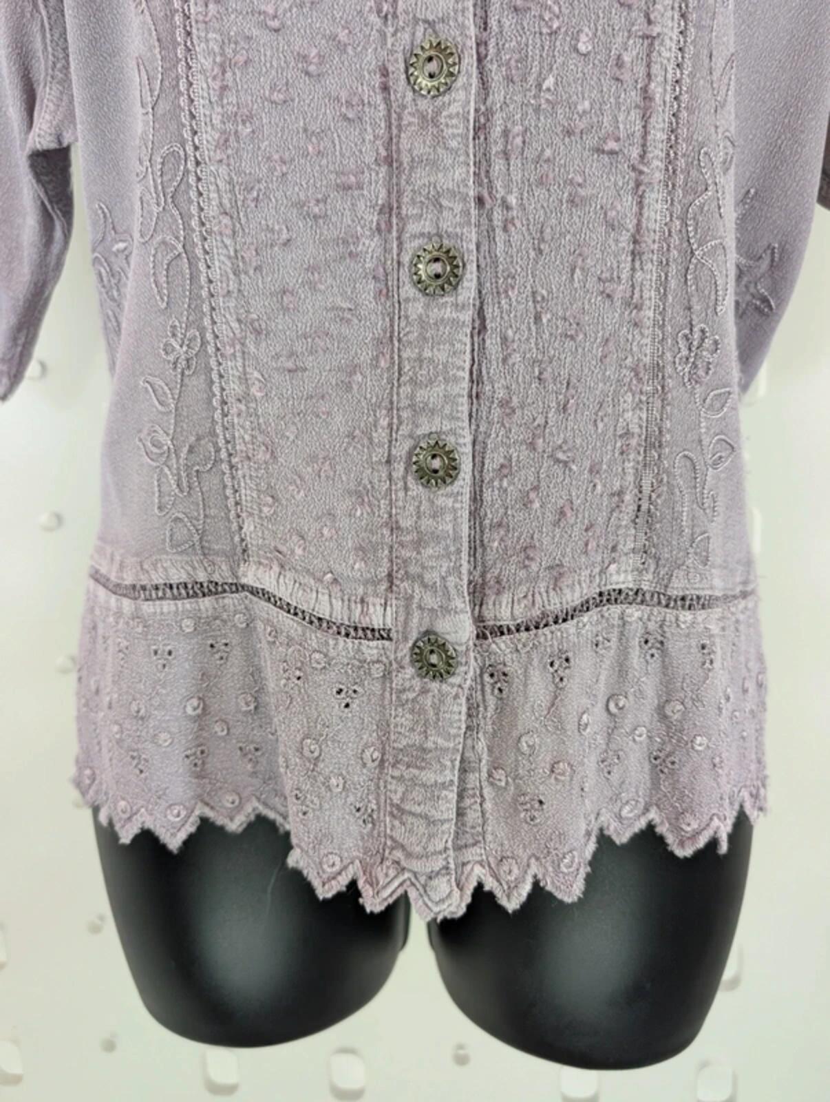 Alexara vintage lilac embroidered boho blouse size M