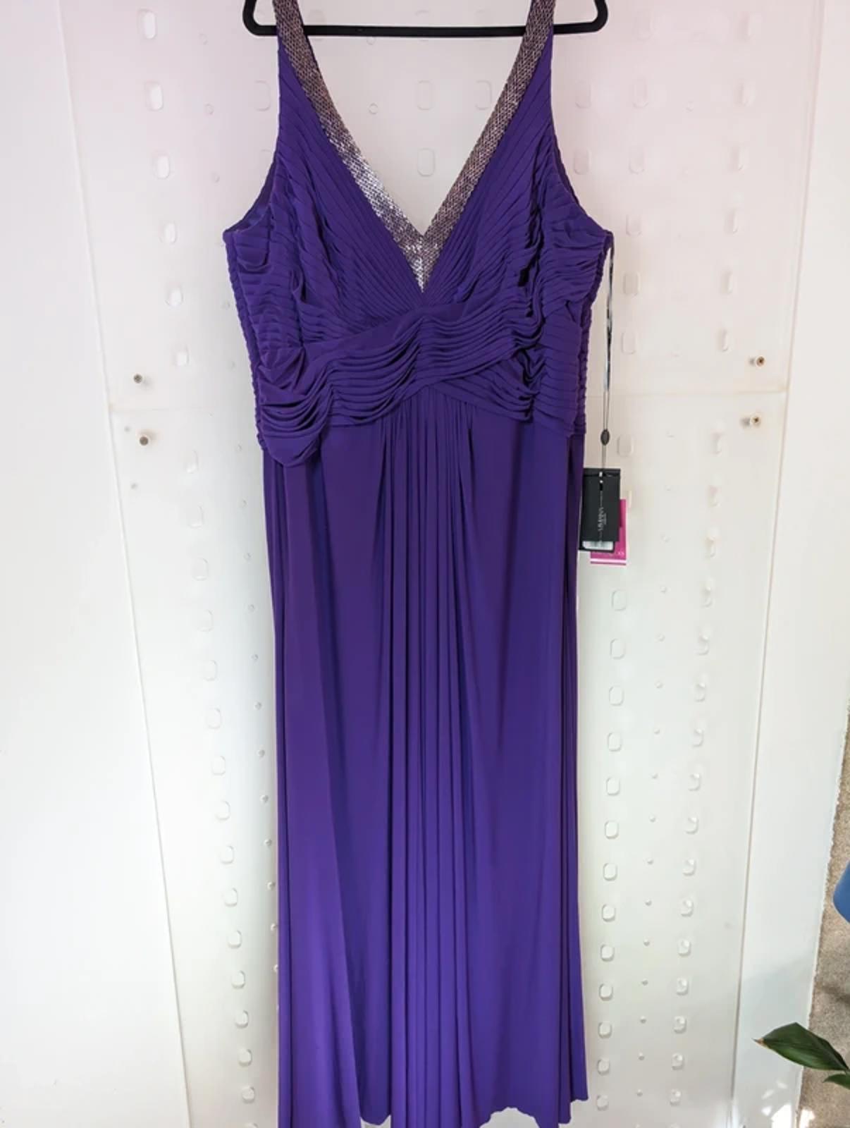 Viviana London Violet Beaded Evening Gown UK24 NWT Boned Formal Dress