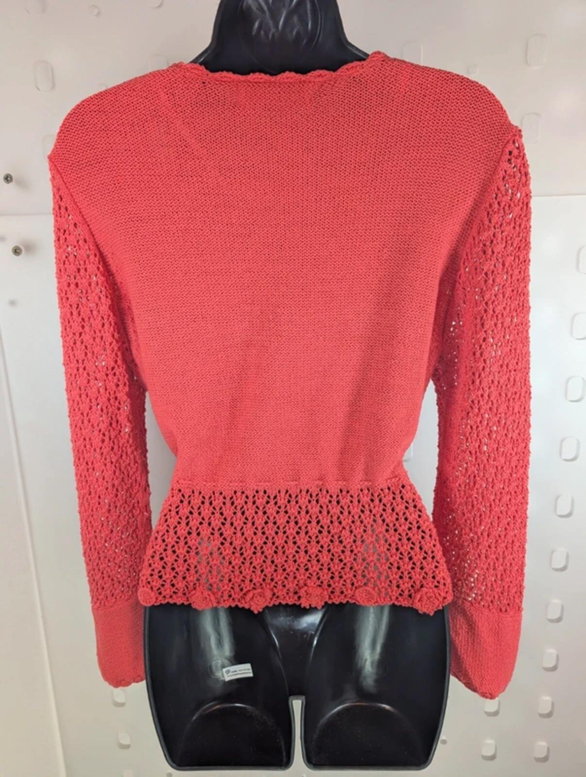 Sandwich Large Coral Crochet Cardigan Tie Waist Ramie Blend